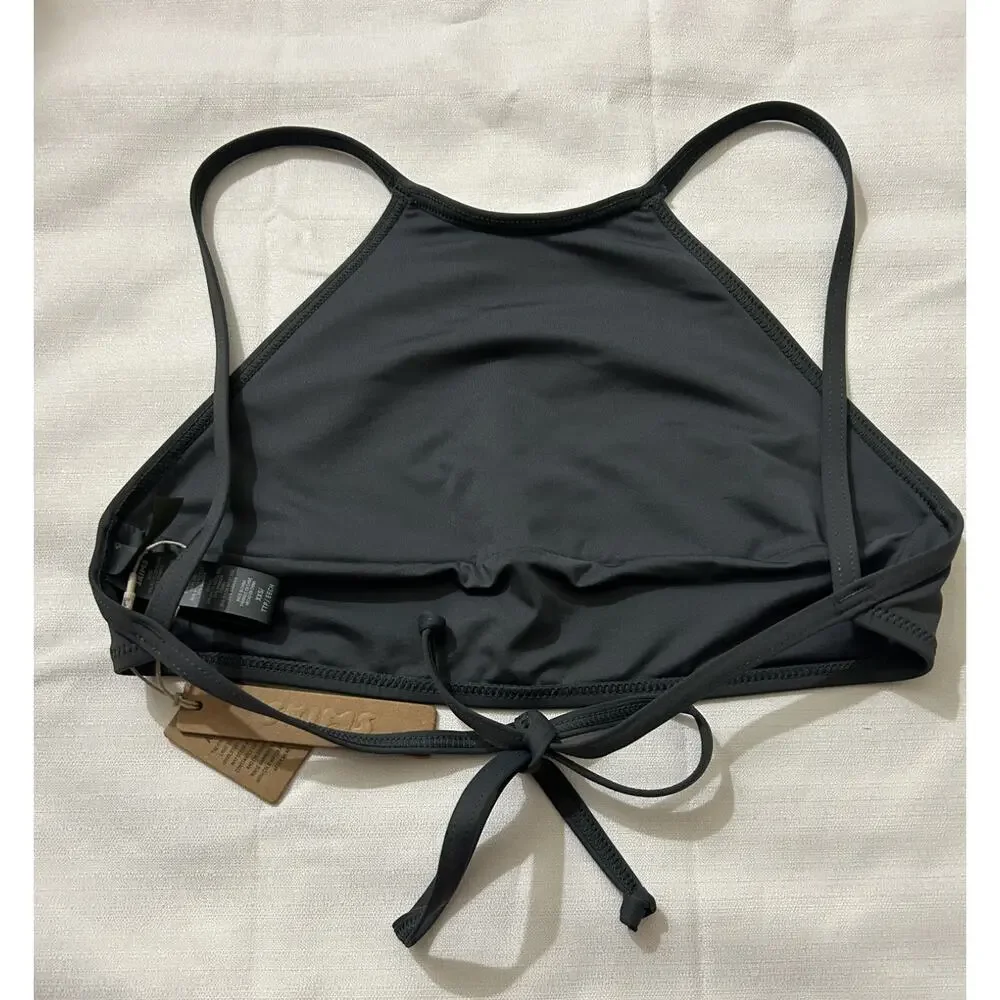 Skims NWT Recycled Swim High Neck Top Gunmetal Size XXS